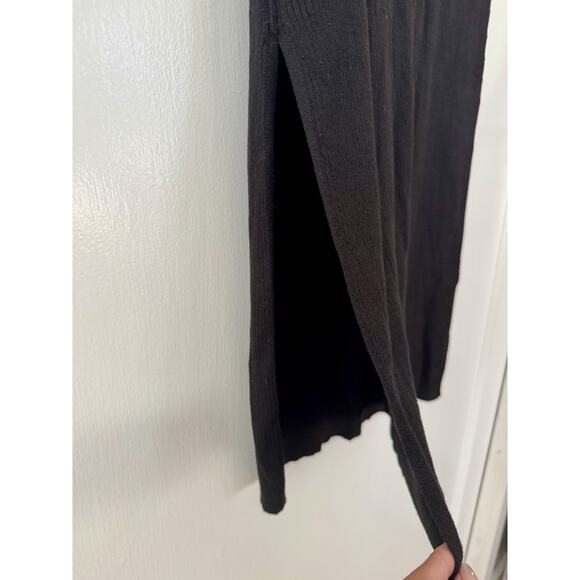Free People Solid Black Long Maxi Skirt Split Hem Boho Straight Size X SMALL - Picture 3 of 6
